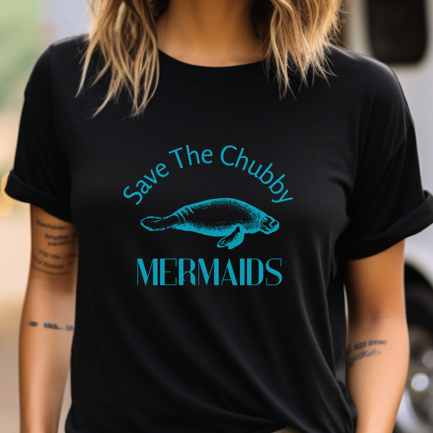 Save The Chubby Mermaids Manatee t shirt